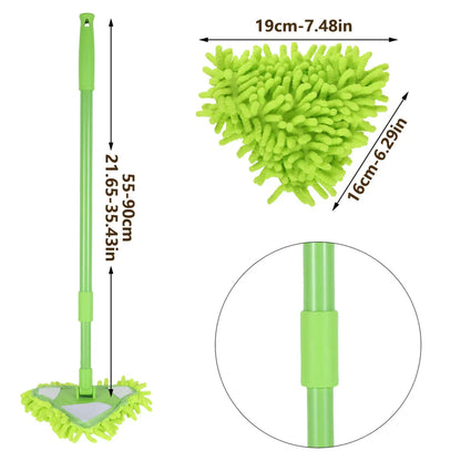Microfiber Mop Set Rotatable round Cleaning Mops Wall Cleaner with 4 Poles and 4 Mop Heads Floor Wall Multifunctional Clean Tool