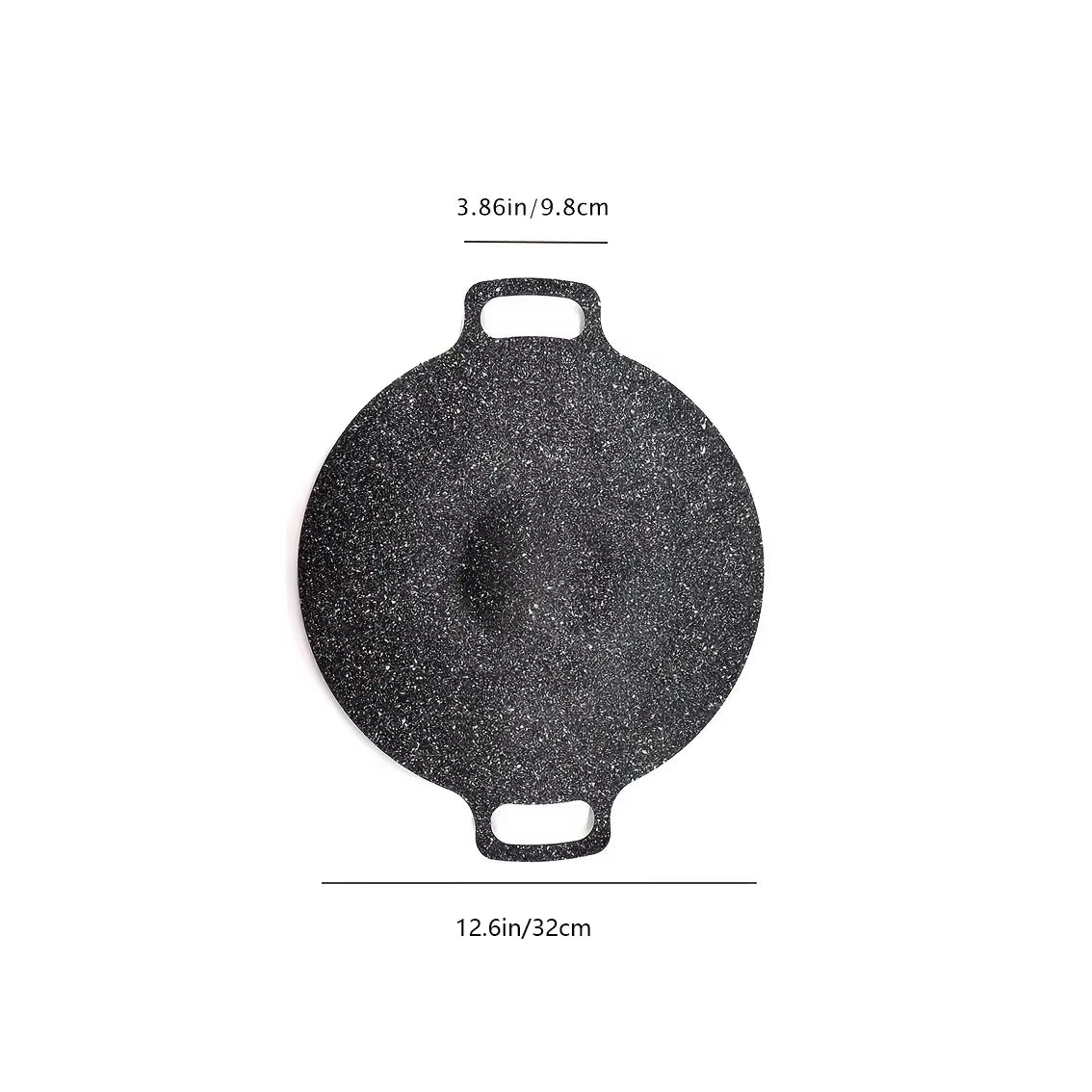 Non-Stick Roasting Korean BBQ round Pan Cast Iron Double Handled Crepe Pan round Griddle Grill Pan for BBQ Griddle with Handle
