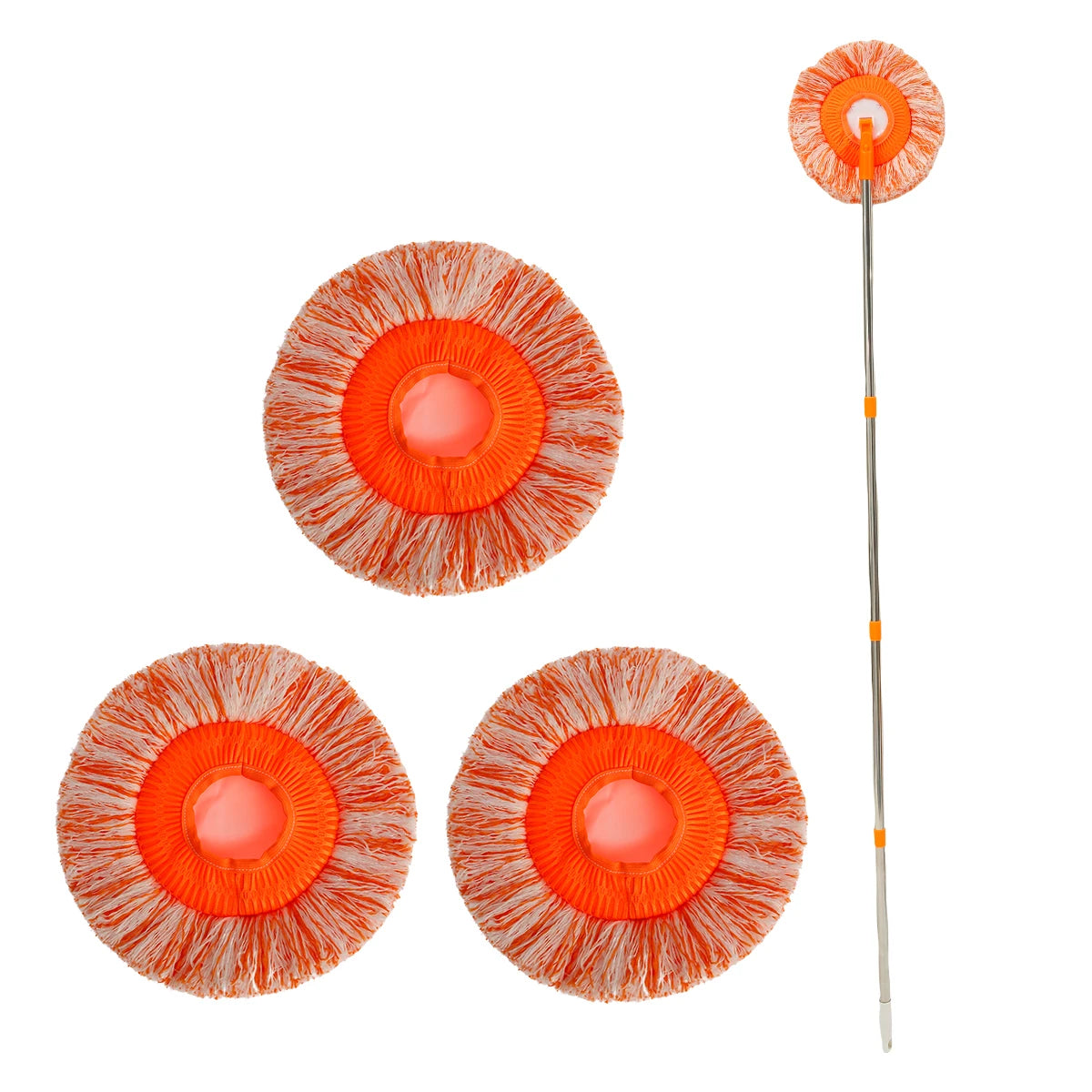 Microfiber Mop Set Rotatable round Cleaning Mops Wall Cleaner with 4 Poles and 4 Mop Heads Floor Wall Multifunctional Clean Tool