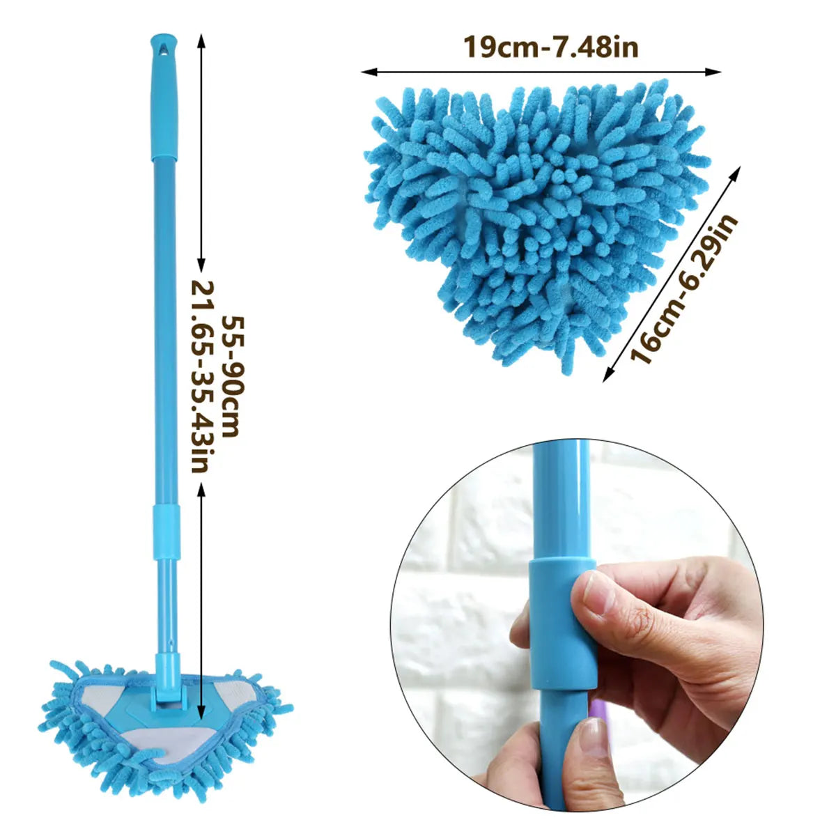 Microfiber Mop Set Rotatable round Cleaning Mops Wall Cleaner with 4 Poles and 4 Mop Heads Floor Wall Multifunctional Clean Tool