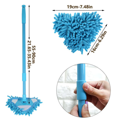 Microfiber Mop Set Rotatable round Cleaning Mops Wall Cleaner with 4 Poles and 4 Mop Heads Floor Wall Multifunctional Clean Tool
