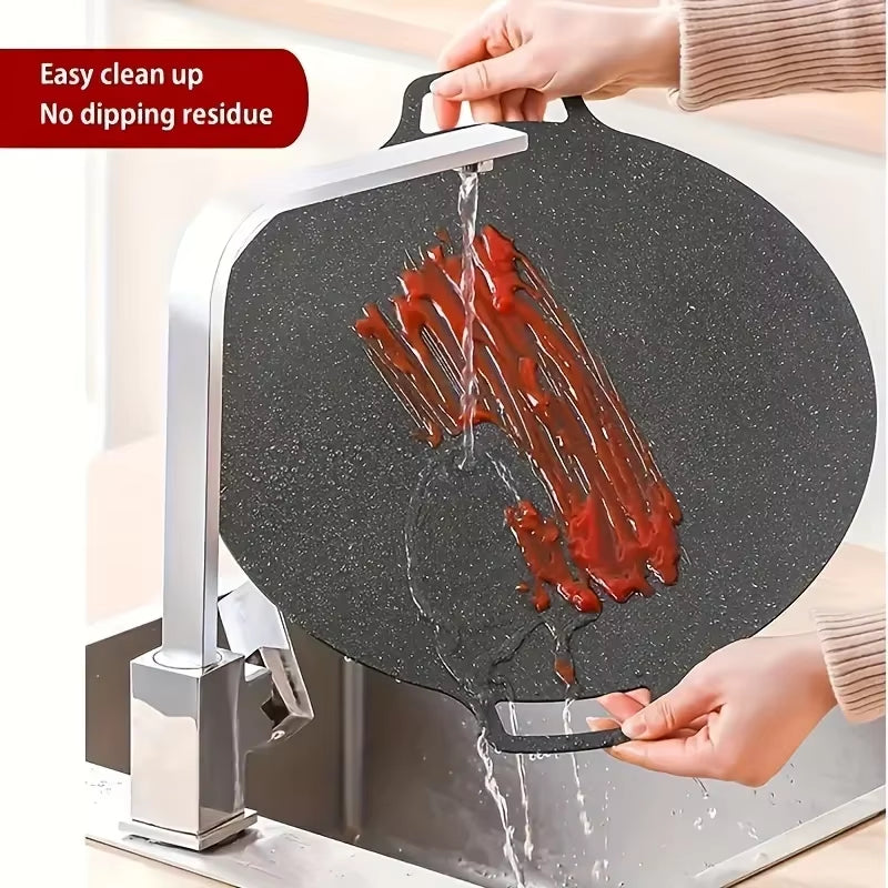 Non-Stick Roasting Korean BBQ round Pan Cast Iron Double Handled Crepe Pan round Griddle Grill Pan for BBQ Griddle with Handle