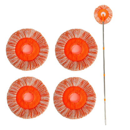 Microfiber Mop Set Rotatable round Cleaning Mops Wall Cleaner with 4 Poles and 4 Mop Heads Floor Wall Multifunctional Clean Tool